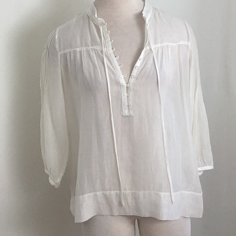 Theory Cotton/Silk Blend Sheer Top